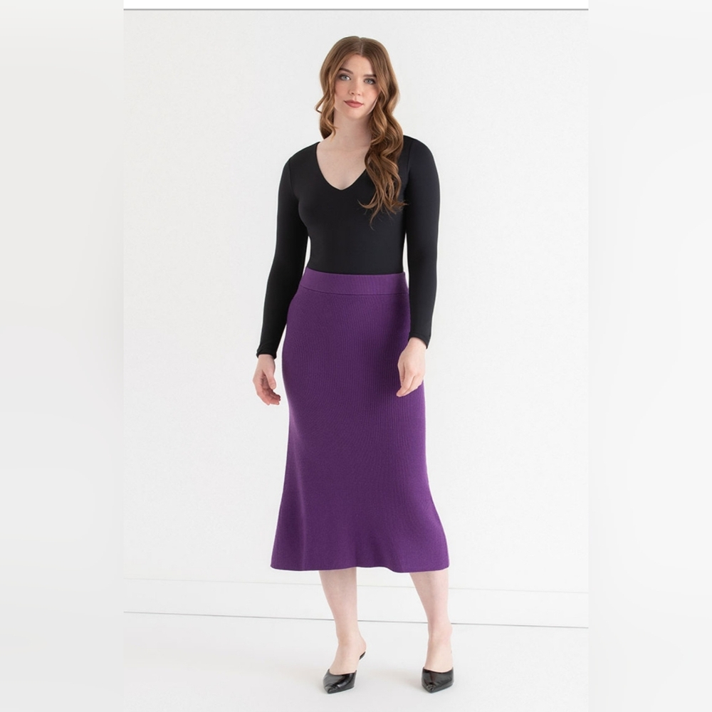 Long Purple Knit Skirt